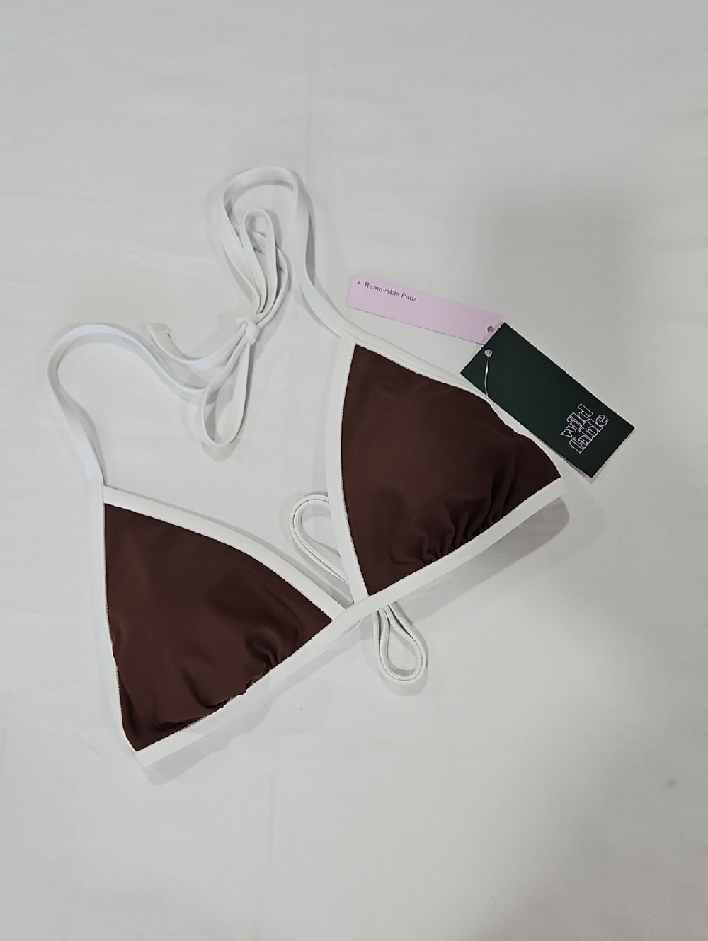 wild fable Brown Triangle Bikini Top with White Trim